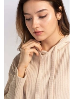 Kapüşonlu Triko Sweatshirt-BEJ