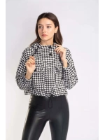 Kazayağı Desenli Kapüşonlu Sweatshirt-DESENLİ