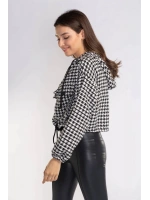Kazayağı Desenli Kapüşonlu Sweatshirt-DESENLİ