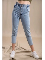 Lastik Detaylı Slim Fit Jeans - MAVİ