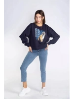 Şardonlu Sweatshirt-LACİVERT