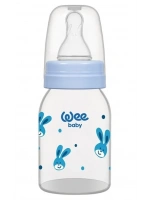 Wee Baby Silikon Uçlu Desenli PP Biberon 125 cc - Mavi