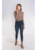 Yırtık Detaylı Skinny Jean Pantolon-LACİVERT