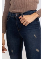 Yırtık Detaylı Skinny Jean Pantolon-LACİVERT