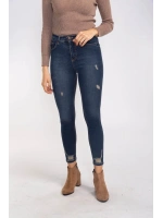 Yırtık Detaylı Skinny Jean Pantolon-LACİVERT