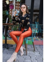 Yüksek Bel Disco Tayt - KİREMİT