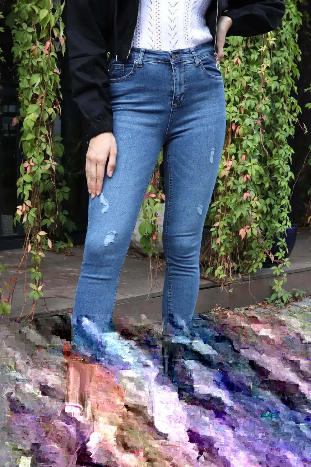 Yüksek Bel Skinny Jean Pantolon  - MAVİ