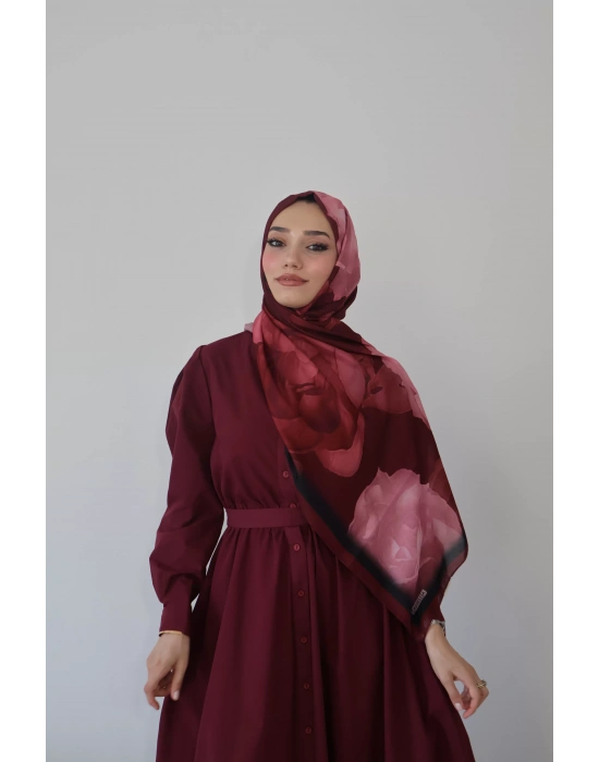Yazlık Çiçekli Şal Bordo