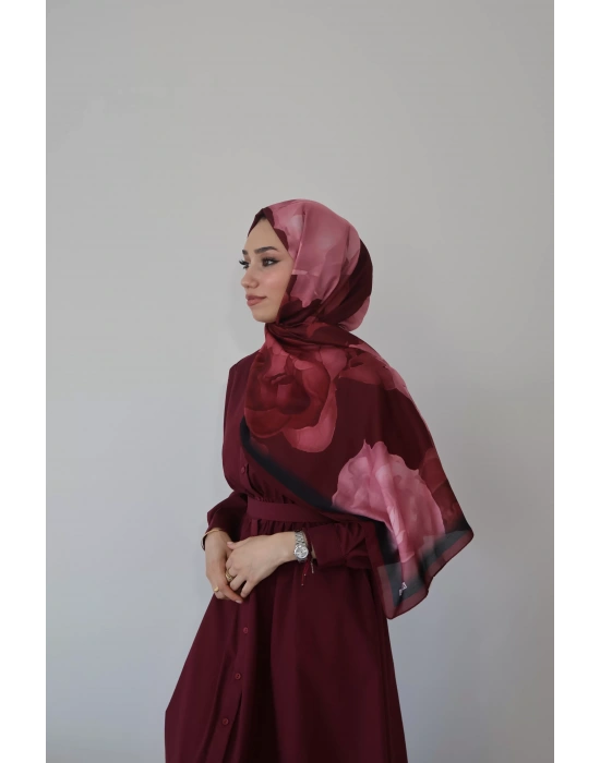 Yazlık Çiçekli Şal Bordo