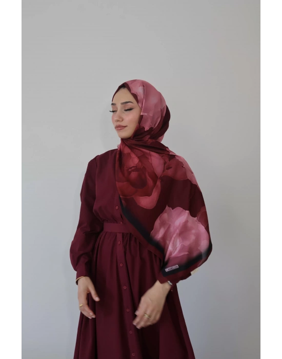 Yazlık Çiçekli Şal Bordo