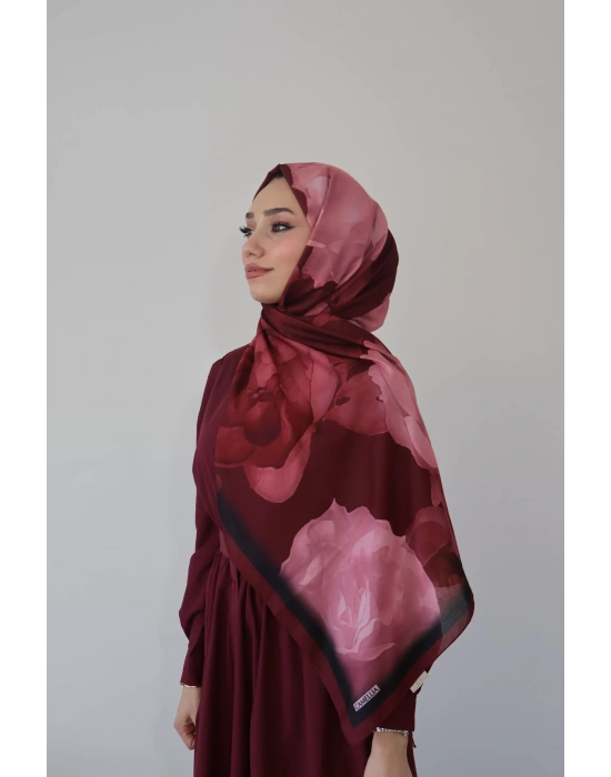 Yazlık Çiçekli Şal Bordo