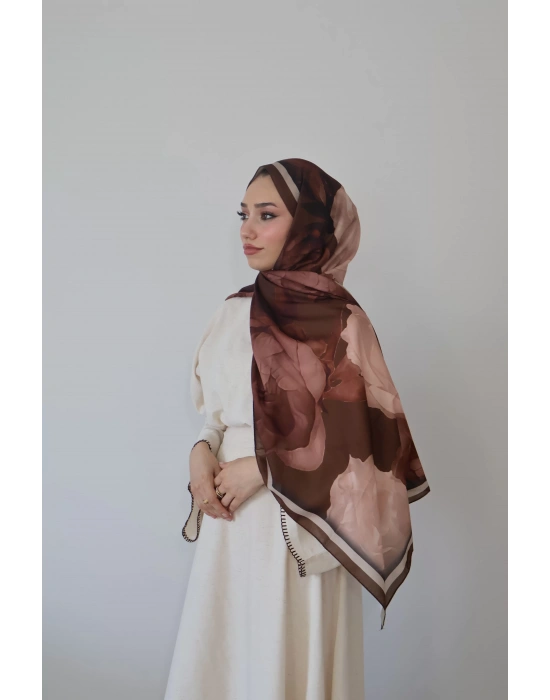 Yazlık Çiçekli Şal Kahve