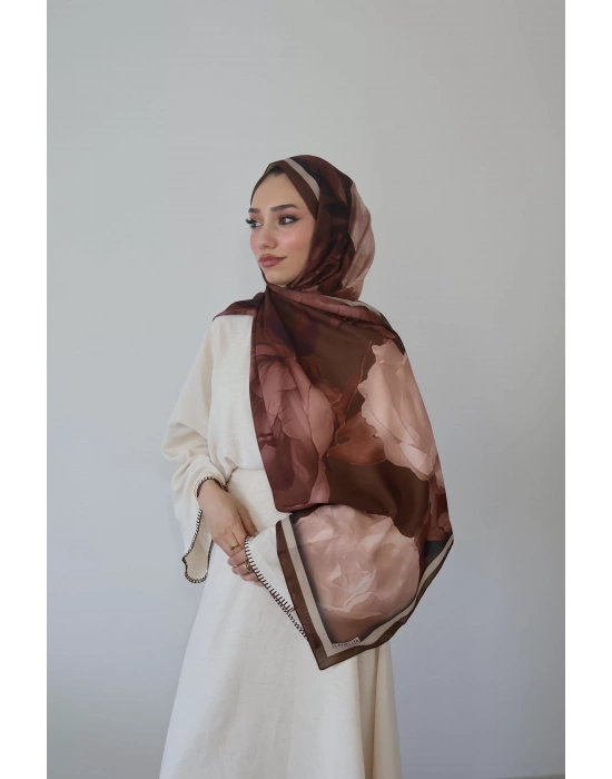 Yazlık Çiçekli Şal Kahve