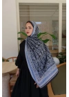 ETNİK DESENLİ MAVİ ŞAL