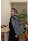 ETNİK DESENLİ SİYAH ŞAL