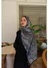 ETNİK DESENLİ SİYAH ŞAL