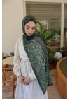 ETNİK DESENLİ YEŞİL-BORDO ŞAL