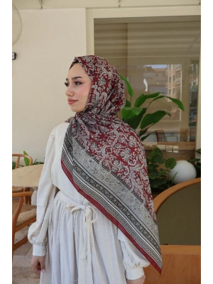ETNİK DESENLİ KIRMIZI ŞAL