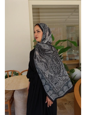 ETNİK DESENLİ SİYAH ŞAL