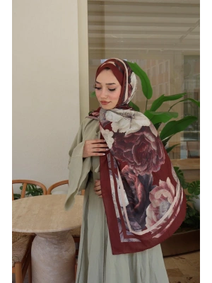 Yazlık Bambu Şal Bordo - Kremit