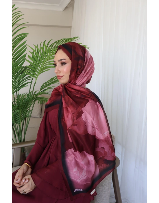 Yazlık Çiçekli Şal Bordo