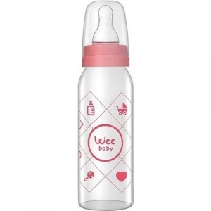 Wee Baby Silikon Uçlu Desenli Cam Biberon 250 cc