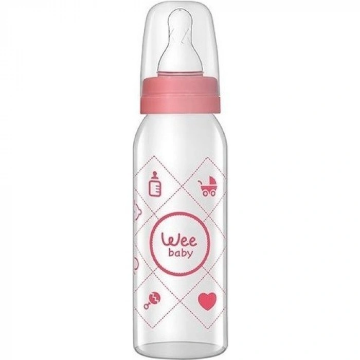Wee Baby Silikon Uçlu Desenli Cam Biberon 250 cc