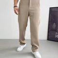 BEJ BAGGY KALIP FİTİLLİ PANTOLON