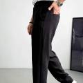 SİYAH BAGGY KALIP FİTİLLİ PANTOLON