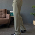 HAKİ YEŞİL ÇİFT PİLELİ BAGGY KALIP KUMAŞ PANTOLON