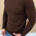 ACI KAHVE REGLAN KOL WAFFLE DOKULU SWEAT