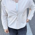BEJ GABARDİN CROP GÖMLEK