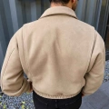 BEJ NUBUK SÜET BOX FİT BOMBER CEKET