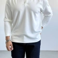 BEYAZ HENLEY YAKA OVERSİZE SWEAT