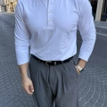 BEYAZ HENLEY YAKA REGULER FİT KALIP SWEAT