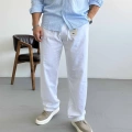BEYAZ TEK PİLELİ BAGGY KALIP KETEN PANTOLON