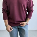BORDO BİSİKLET YAKA OVERSİZE SWEAT