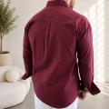 BORDO FRESH KETEN RELAXED FİT GÖMLEK