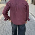 BORDO GABARDİN CROP GÖMLEK