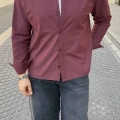 BORDO GABARDİN CROP GÖMLEK