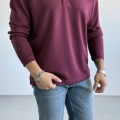 BORDO HENLEY YAKA OVERSİZE SWEAT