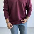 BORDO HENLEY YAKA OVERSİZE SWEAT