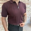 BORDO ZİNCİR DESENLİ TRİKO