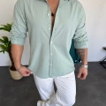 Fresh Keten Gömlek Mint Yeşili