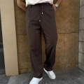 İp Detay Baggy Kumaş Pantolon Kahverengi