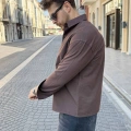 KAHVERENGİ GABARDİN CROP GÖMLEK