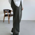 KOYU HAKİ YEŞİL TEK PİLELİ BAGGY KALIP KETEN PANTOLON