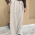 KREM KORE KALIP PİLELİ EXTRA BOL KUMAŞ PANTOLON
