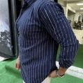 Lacivert Çizgili Regular Kalıp Gömlek
