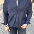 LACİVERT GABARDİN CROP GÖMLEK